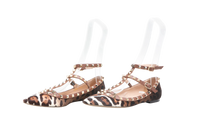 VALENTINO BALLERINA FLATS ROCKSTUD LEOPARD PRINT - 38 BR