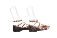 VALENTINO BALLERINA FLATS ROCKSTUD LEOPARD PRINT - 38 BR