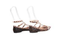 VALENTINO BALLERINA FLATS ROCKSTUD LEOPARD PRINT - 38 BR