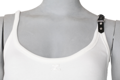 COURRÈGES TOP RIBBED KNIT BUCKLE HOLISTIC 90'S WHITE