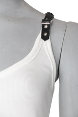 COURRÈGES TOP RIBBED KNIT BUCKLE HOLISTIC 90'S WHITE