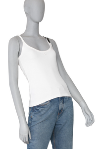 COURRÈGES TOP RIBBED KNIT BUCKLE HOLISTIC 90'S WHITE