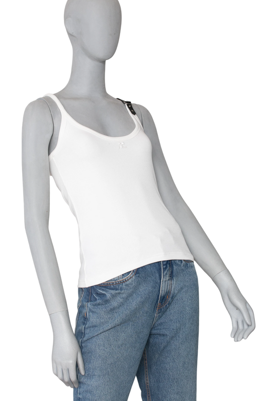 COURRÈGES TOP RIBBED KNIT BUCKLE HOLISTIC 90'S WHITE