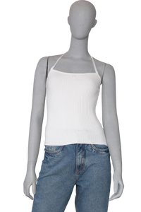 COURRÈGES TOP RIBBED KNIT WHITE XS