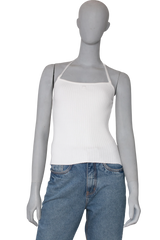 COURRÈGES TOP RIBBED KNIT WHITE XS