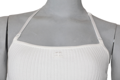 COURRÈGES TOP RIBBED KNIT WHITE XS