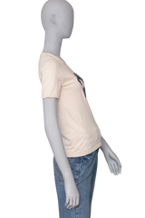 CELINE T-SHIRT BEIGE SIGNATURE NAVY
