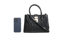 MIU MIU 2WAY HANDBAG BLACK MATELASSE