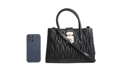 MIU MIU 2WAY HANDBAG BLACK MATELASSE