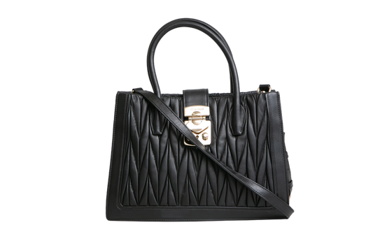 MIU MIU 2WAY HANDBAG BLACK MATELASSE