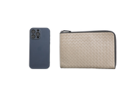 BOTTEGA POUCH ORGANIZER INTRECCIATO ZIPPER BEIGE