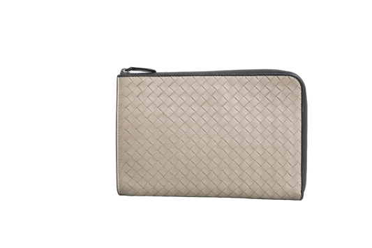 BOTTEGA POUCH ORGANIZER INTRECCIATO ZIPPER BEIGE