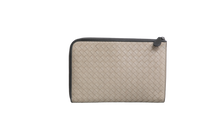 BOTTEGA POUCH ORGANIZER INTRECCIATO ZIPPER BEIGE