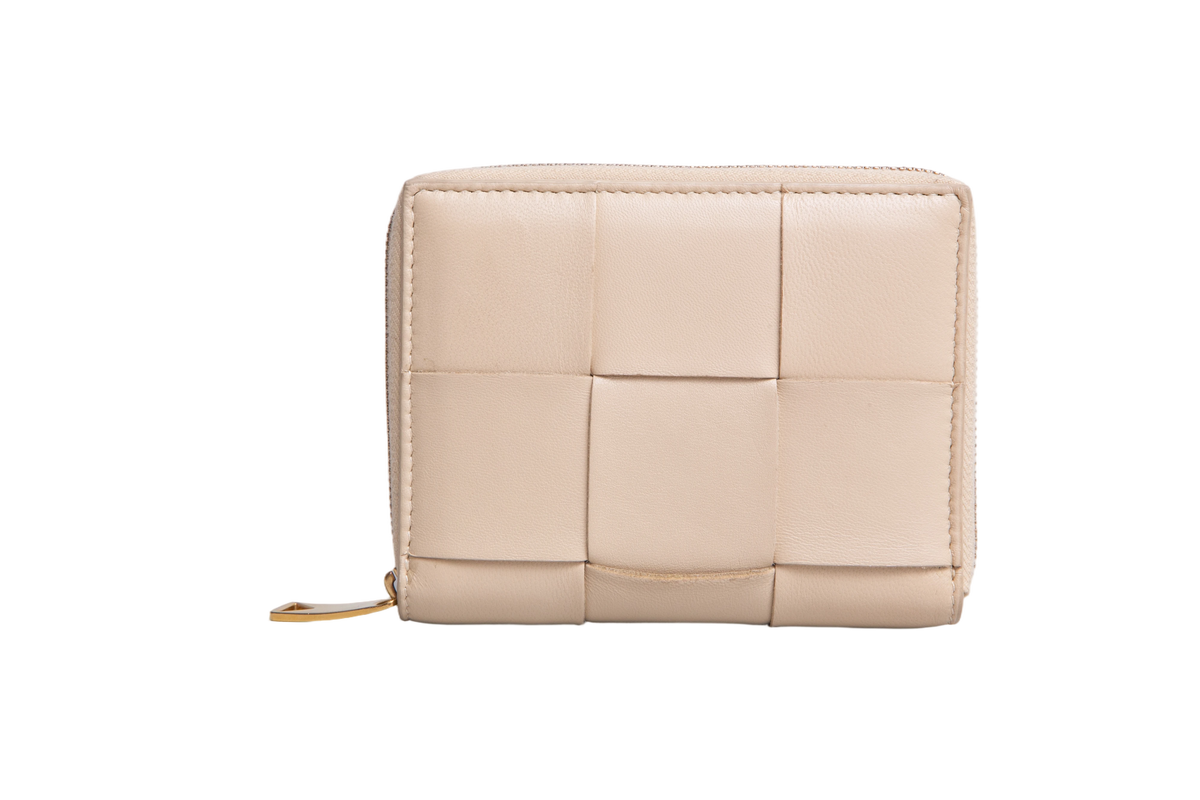BOTTEGA WALLET CASSETTE INTRECCIATO BEIGE