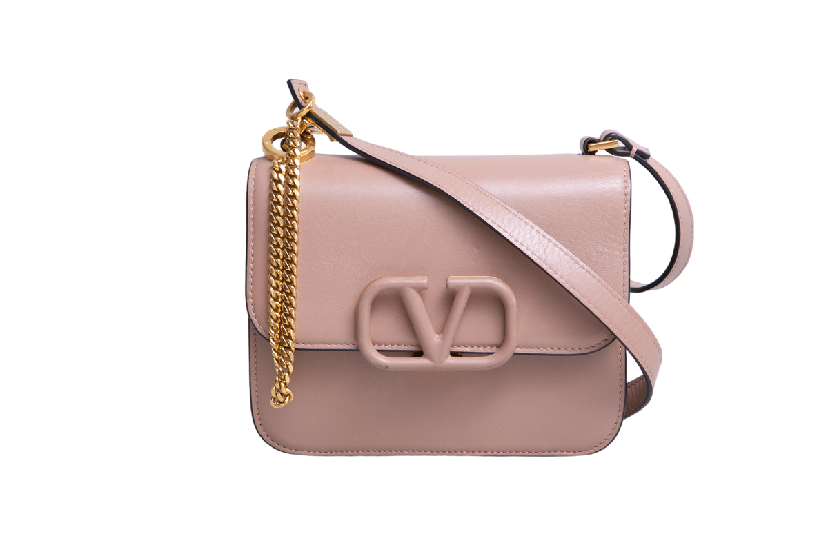 VALENTINO VSLING SMALL LEATHER SHOULDER BAG NUDE
