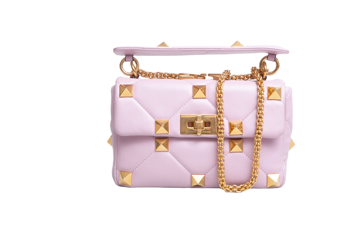 VALENTINO ROMAN STUD TOP HANDLE LILAC