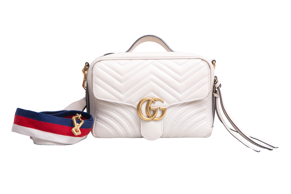 GUCCI GG MARMONT CAMERA BOX ZIP AROUND OFF WHITE