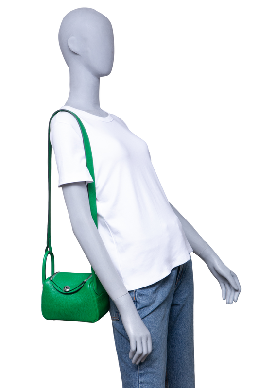 HERMÈS MINI LINDY 20 CLEMENCE VERT BAMBOO