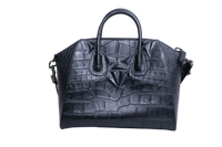 GIVENCHY ANTIGONA MEDIUM CROC EMBOSSED SATCHEL BLACK