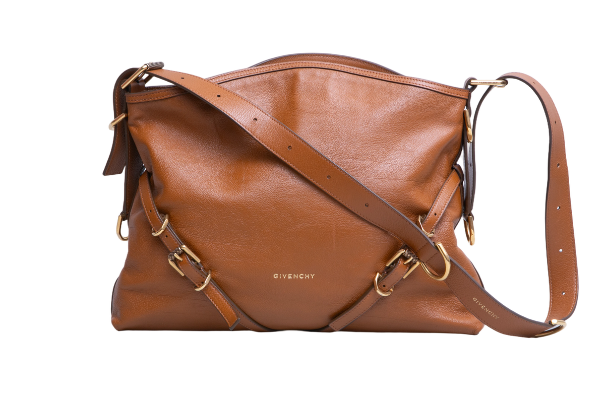 GIVENCHY VOYOU MEDIUM SHOULDER BAG LEATHER SOFT TAN