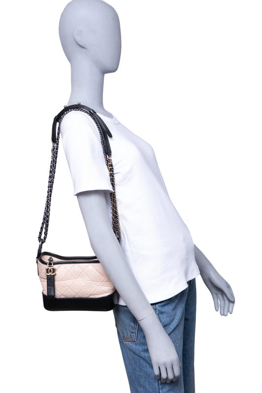 CHANEL GABRIELLE HOBO SMALL BICOLOR BEIGE AND BLACK