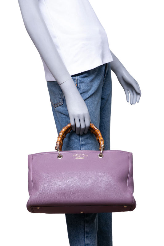 GUCCI BAMBOO SHOPPER TOP HANDLE PURPLE
