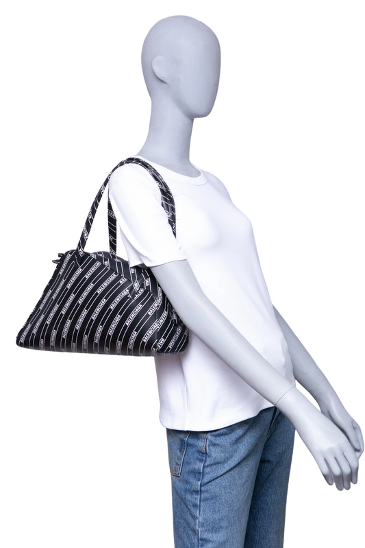 BALENCIAGA DIAGONAL TOTE MEDIUM LOGO TIPO BLACK