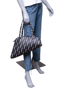 BALENCIAGA DIAGONAL TOTE MEDIUM LOGO TIPO BLACK