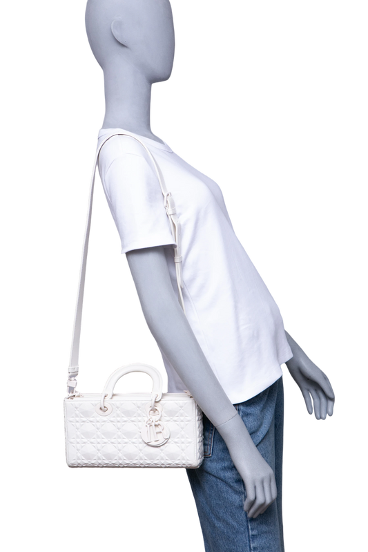DIOR LADY D-JOY MEDIUM CANNAGE WHITE