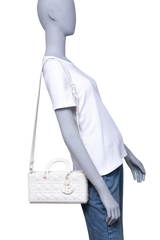 DIOR LADY D-JOY MEDIUM CANNAGE WHITE