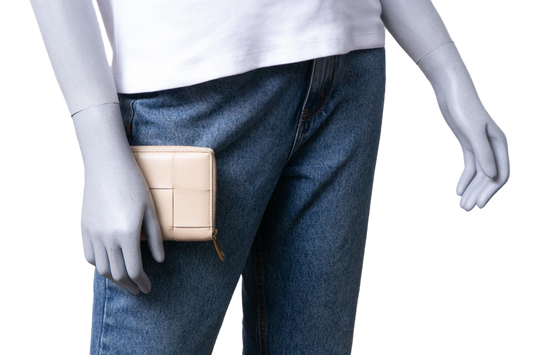 BOTTEGA WALLET CASSETTE INTRECCIATO BEIGE