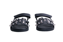 HERMÈS SANDAL CHYPRE STUDDED LEATHER BLACK