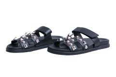 HERMÈS SANDAL CHYPRE STUDDED LEATHER BLACK