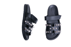 HERMÈS SANDAL CHYPRE STUDDED LEATHER BLACK