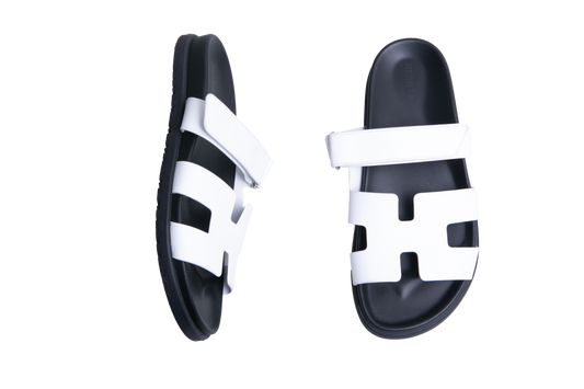 HERMÈS SANDAL CHYPRE LEATHER BLACK/WHITE - 39 BR