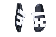 HERMÈS SANDAL CHYPRE LEATHER BLACK/WHITE - 39 BR