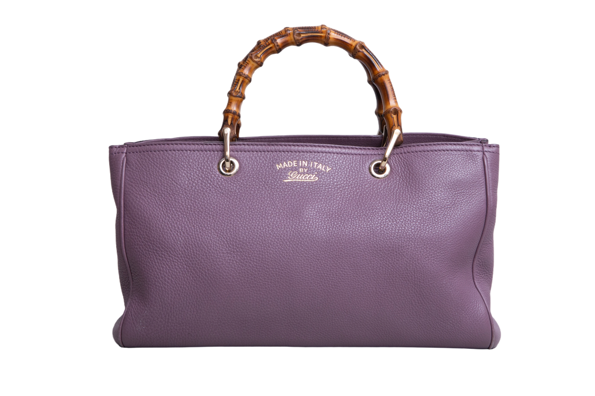 GUCCI BAMBOO SHOPPER TOP HANDLE PURPLE