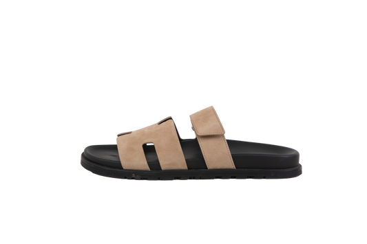 HERMÈS SANDAL CHYPRE MENS VELVET ARGILE