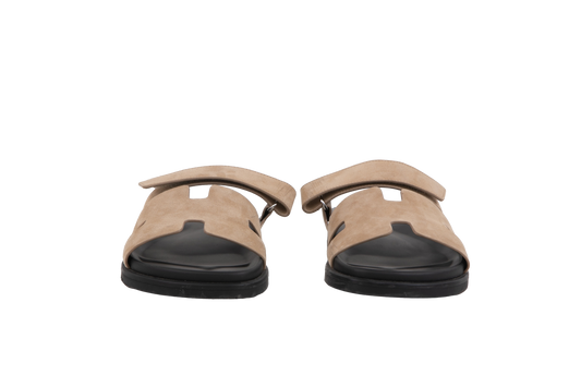 HERMÈS SANDAL CHYPRE MENS VELVET ARGILE