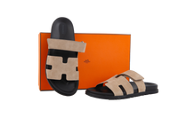 HERMÈS SANDAL CHYPRE MENS VELVET ARGILE