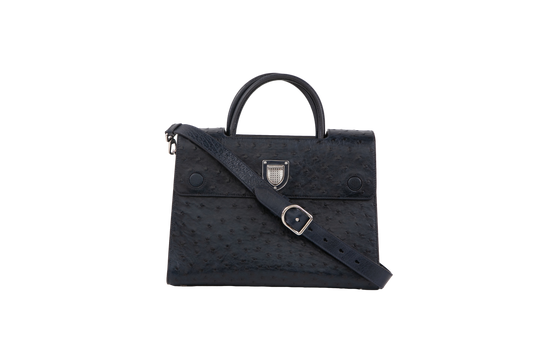 CHRISTIAN DIOR DIOREVER OSTRICH NAVY MEDIUM