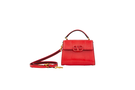 VALENTINO VLOGO SNAKE LEATHER ROSE CORAL