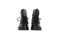 CHANEL BOOTS LACE UP CC COMBAT BLACK