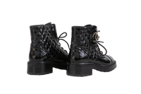 CHANEL BOOTS LACE UP CC COMBAT BLACK