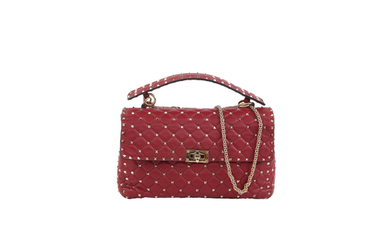 VALENTINO ROCKSTUD SPIKE LARGE BURGUNDY