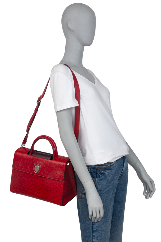 CHRISTIAN DIOR DIOREVER OSTRICH RED MEDIUM