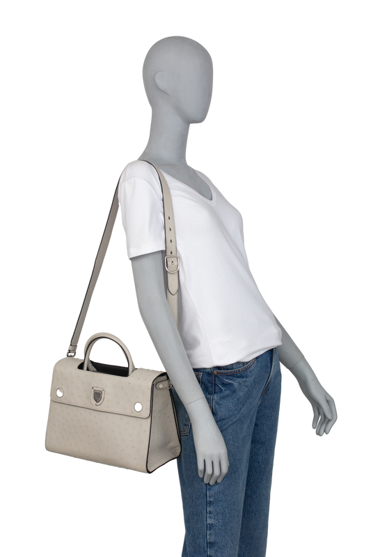 CHRISTIAN DIOR DIOREVER OSTRICH OFF WHITE MEDIUM