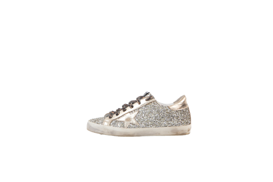 GOLDEN GOOSE SUPER-STAR GLITTER SILVER