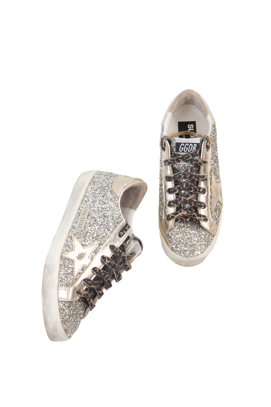 GOLDEN GOOSE SUPER-STAR GLITTER SILVER