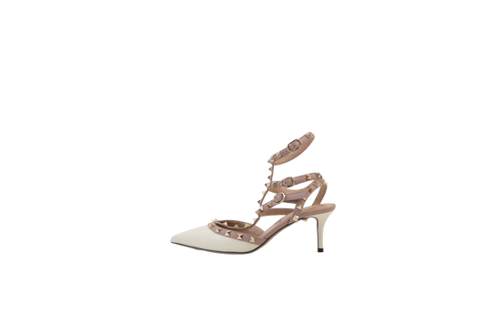 VALENTINO SALTO ROCKSTUD WHITE & PALETA NUDE